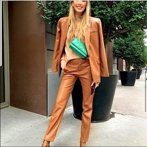 ZARA BROWN FAUX LEATHER PANTS NWT